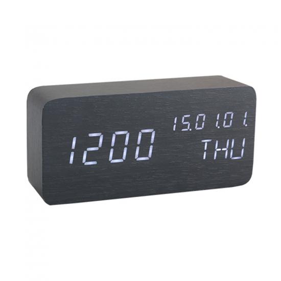 New creative voice control calendar luminous eco-friendly wooden clock